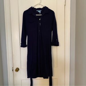 Draper James Popover Shirt Dress in Navy, Size L